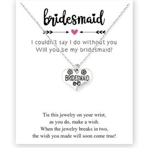 Silver Heart Bridesmaid Necklace